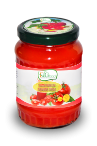 Tomato in tomato juice in jar