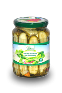Pickled cucumber slices in jar