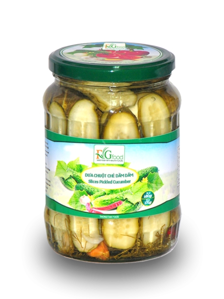 Dưa chuột muối thái lát trong lọ